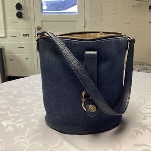 Talbots hobo denim shoulder Navy Blue Bucket Bag
